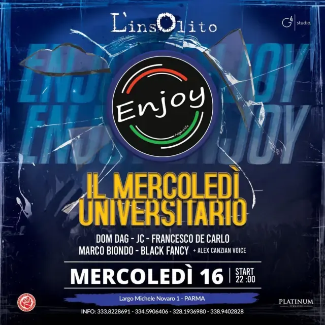 Locandina Enjoy, il mercoledì universitario