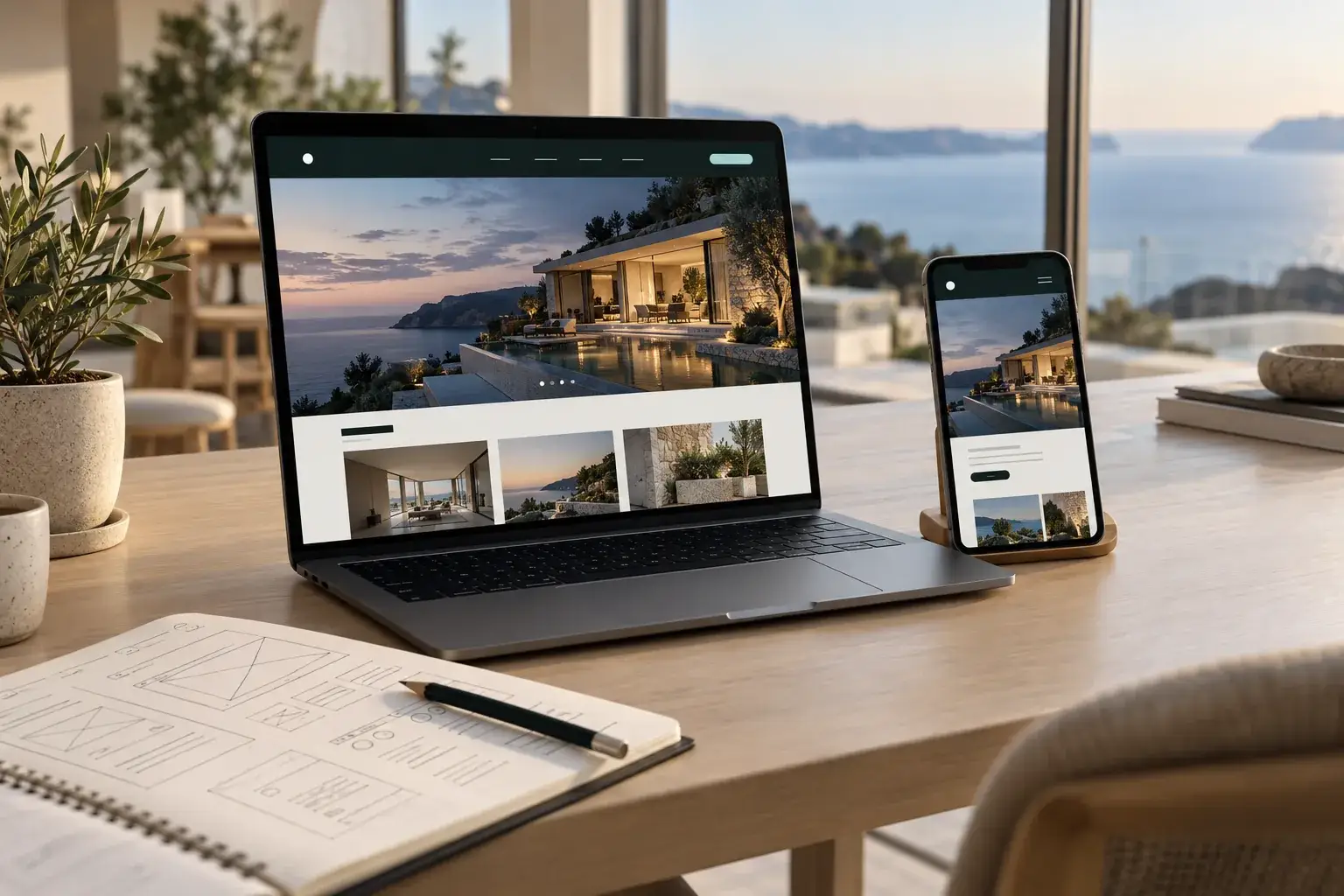 Sito web mostrato su computer portatile e smartphone